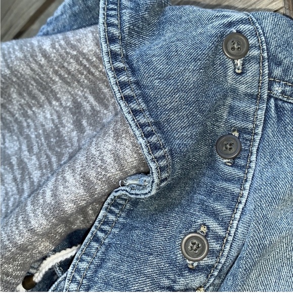 EUC Free People Distressed Denim Jacket with Contrast  Grey Hood/Arms - SM - Picture 6 of 7